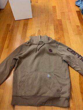 Carhartt Men's Tan Crewneck Pullover with Logo Sleeve